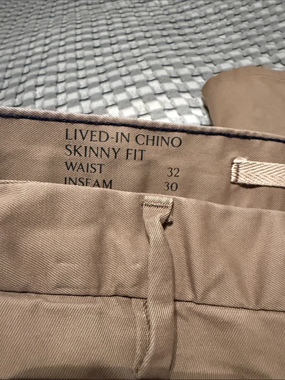 Banana Republic Men's 32 x 30 Lived-In Chino Pants - Khaki Tan Skinny Fit 3T1